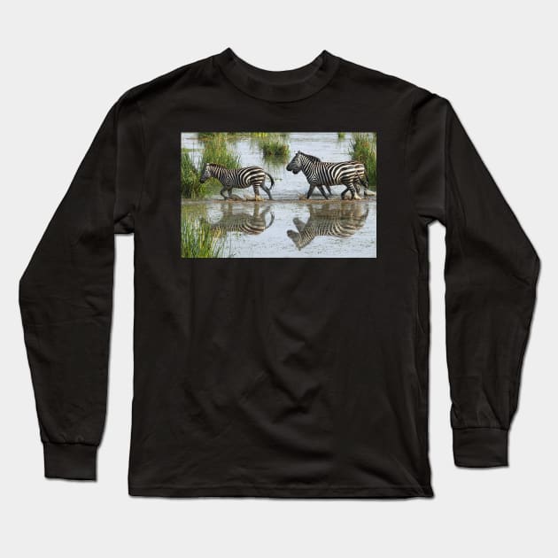 Follow the Leader, Zebra, Amboseli Long Sleeve T-Shirt by Carole-Anne